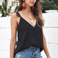 Buttoned Lace Trim Plunge Cami