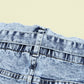 Acid Wash Belted Button Fly Distressed Jeans
