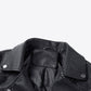 Buckle Detail Zip Up PU Leather Jacket