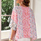 Mixed Print V-Neck Blouse
