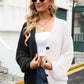 Contrast Button-Front V-Neck Cardigan