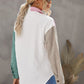 Color Block Button Front Shirt with Pockets