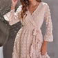 Swiss Dot Ruffled Tie-Waist Surplice Dress