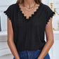 V-Neck Eyelet Short Sleeve Top