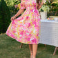 Floral Frill Trim Square Neck Dress