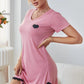 Heart Graphic Lace Trim Night Dress