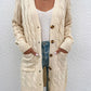 Cable-Knit Button Down Longline Cardigan with Pockets