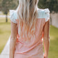 Striped Lace Trim Flutter Sleeve Top