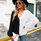 Contrast Button-Front V-Neck Cardigan