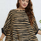 Plus Size Striped Three-Quarter Sleeve Boat Neck Top