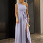 One-Shoulder Belted Front Split Dress