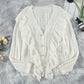 Button Front Ruffle Trim V-Neck Cardigan