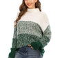 Color Block Turtleneck Knit Pullover