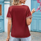 Contrast Trim Short Sleeve Plunge Blouse