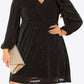 Plus Size Glitter Balloon Sleeve Empire Waist Dress