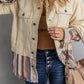 Striped Frayed Hem Corduroy Jacket