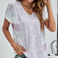 Leopard Striped V-Neck Tee Shirt