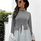 Color Block Patch Ruffle Hem Top