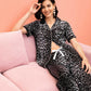 Leopard Lapel Collar Shirt and Pants Lounge Set
