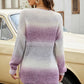Gradient Waffle-Knit Dropped Shoulder Sweater