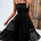 Smocked Spaghetti Strap Frill Trim Dress