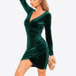 Tulip Hem Long Sleeve Velvet Dress