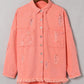 Distressed Fringe Trim Button Up Jacket