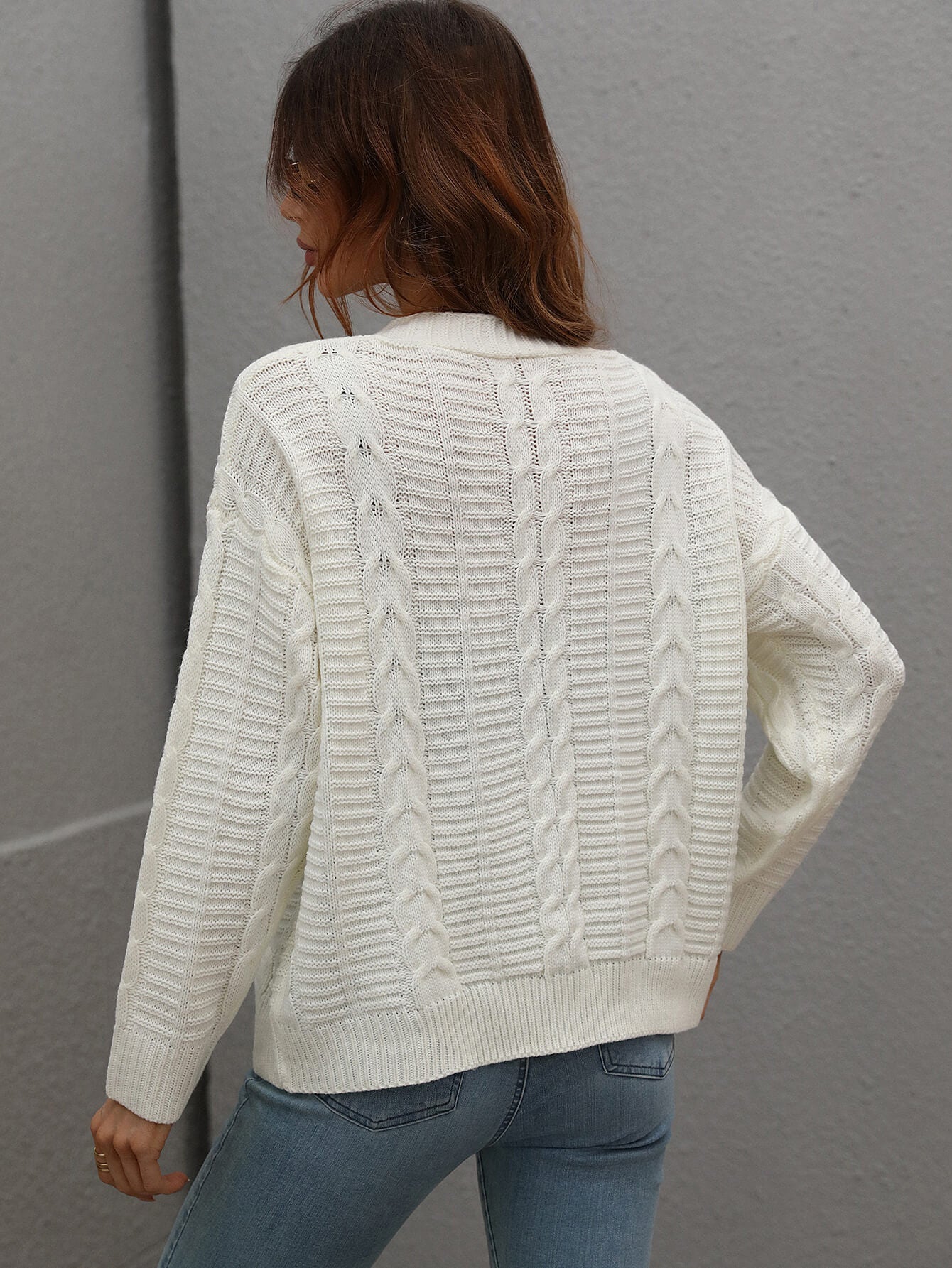 Cable-Knit Button Front Cardigan