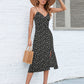 Printed Split Spaghetti Strap Plunge Dress
