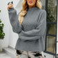 Rib-Knit Dropped Shoulder Mock Neck Sweater
