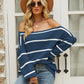 Striped Rib-Knit Off-Shoulder Sweater