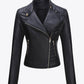 Asymmetrical Zip Up PU Leather Jacket with Pockets