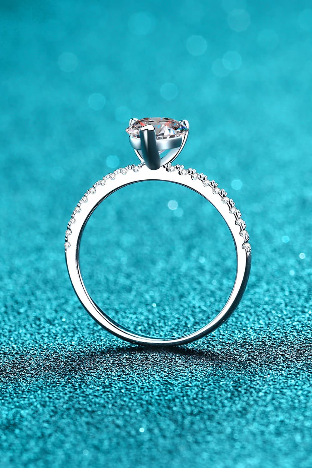 1 Carat Moissanite Heart Side Stone Ring