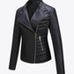 Asymmetrical Zip Up PU Leather Jacket with Pockets