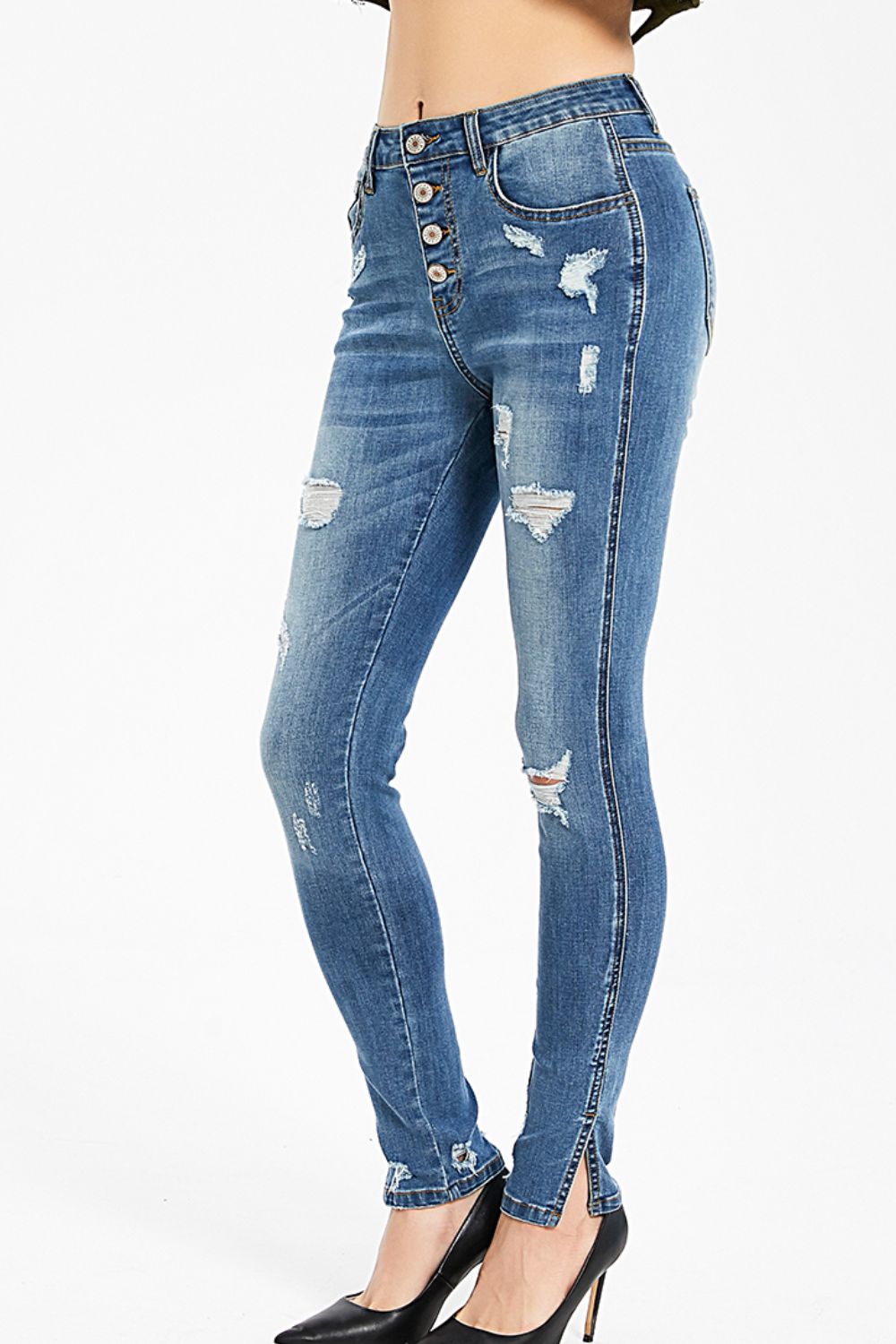 Full Size Button-Fly Slit Jeans