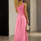 One-Shoulder Belted Front Split Dress