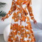 Botanical Print Long Sleeve Shirt Dress