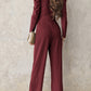 Belted Long Puff Sleeve V-Neck Jumpsuit