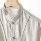 Buttoned Round Neck Long Sleeve Linen Shirt with Pockets