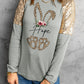 Leopard Sequin Round Neck Long Sleeve Top