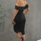 Off-Shoulder Zip-Back Slit Dress
