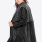 Plus Size Spliced PU Leather Longline Blazer