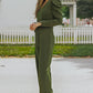 Belted Long Puff Sleeve V-Neck Jumpsuit