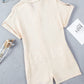 Textured Johnny Collar Short Sleeve Romper