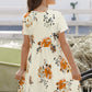 Girls Floral Short Sleeve Round Neck Dress