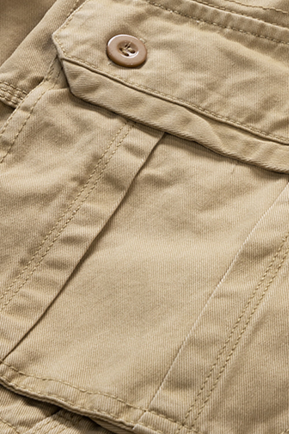 Button and Zip Closure Belted Cargo Shorts