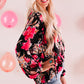 Floral V-Neck Balloon Sleeve Blouse