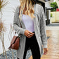 Ribbed Trim Cable-Knit Drop Shoulder Cardigan