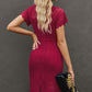 Round Neck Short Sleeve Slit Dress