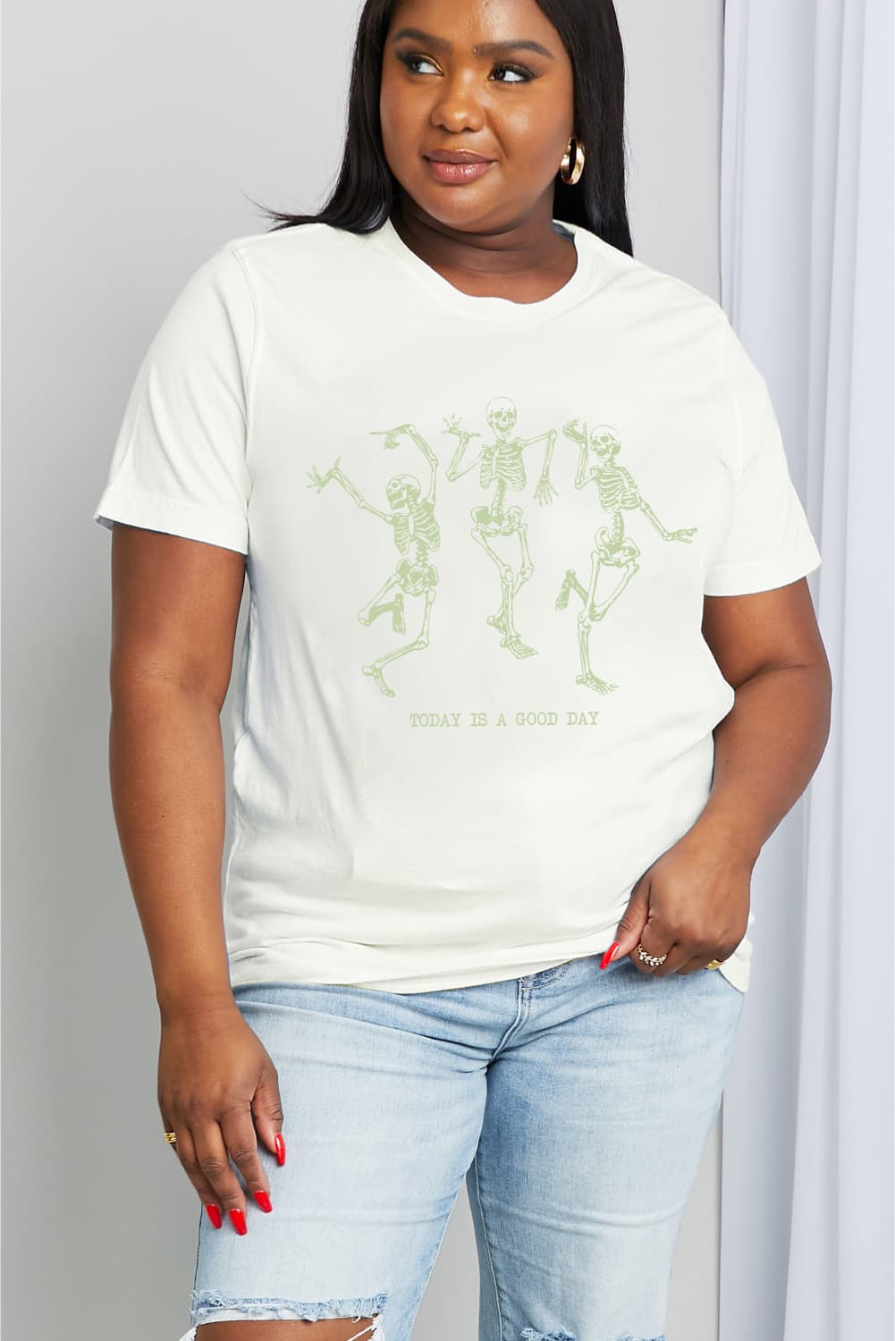 Simply Love Full Size TODAY IS A GOOD DAY Dancing Skeleton Graphic Cotton Tee